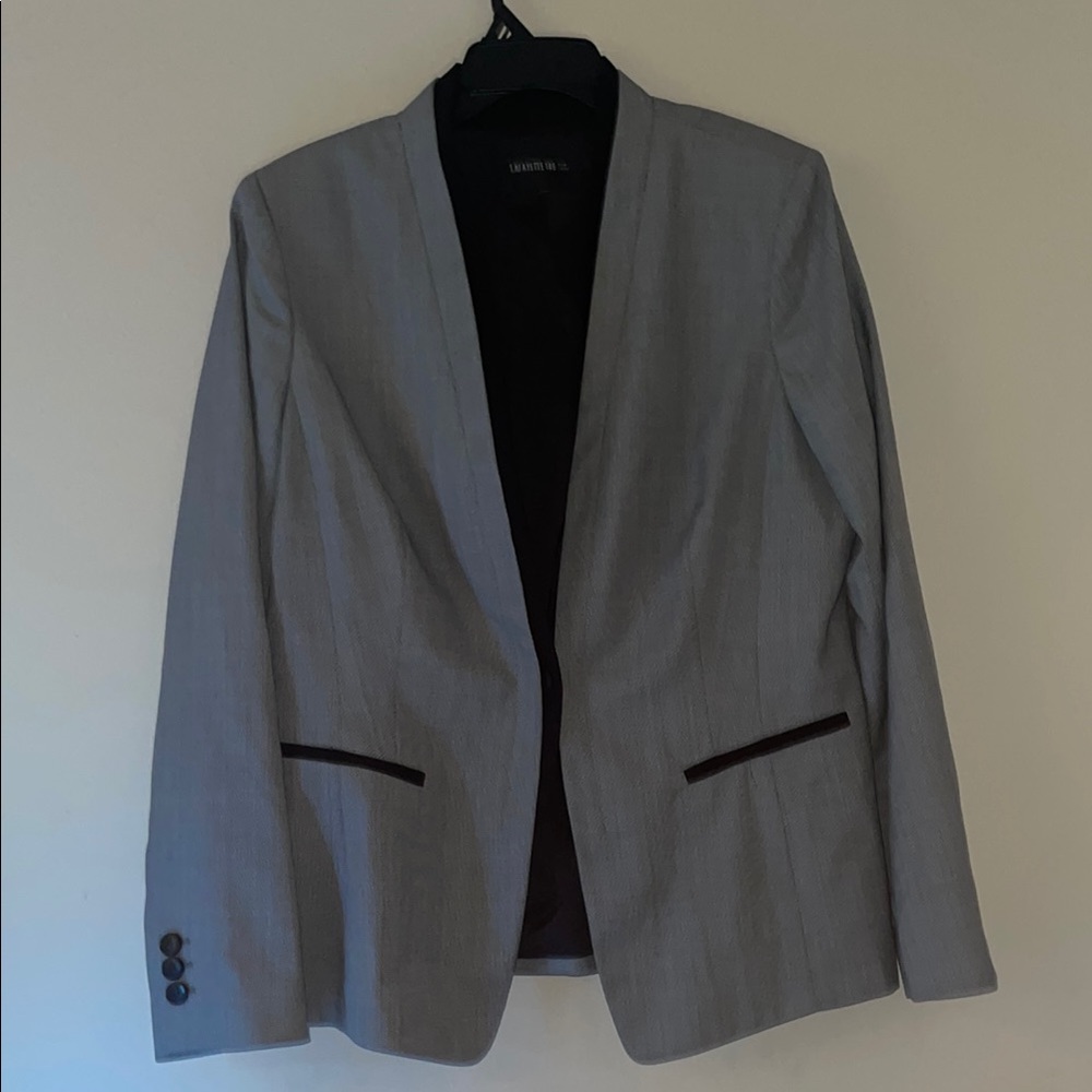 Lafayette 148 New York Gray Single Button Career Professional Blazer